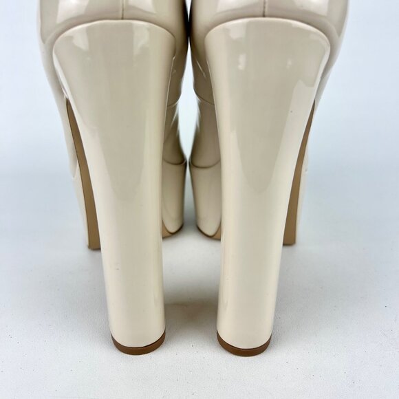 Steve Madden Womens Skyrise Platform Pumps Bone Patent Chunky Heel size 10M - Picture 6 of 16